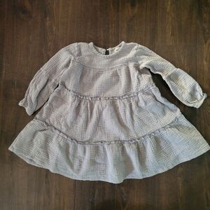 Minimalist Folk Co 100% Cotton Gauze Tiered Dress Blue Size 6 7 Years